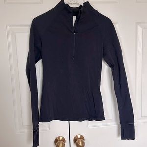 Lululemon Blue Floral Embroidered Sleeve Half Zip Pullover Size 6 EUC